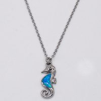SYNTHETIC OPAL STAINLESS STEEL SEAHORSE