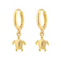 DAINTY HOOP W/ GOLD TURTLE EARRINGS