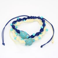 2-STRAND WHITE STRING/BLUE STRING TURTLE ANKLETS