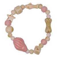BR8222 PASTEL PINK SHELL CERAMIC BEAD BRACELET
