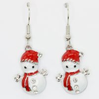 SNOWMAN W/ RED BEANIE + SCARF EARRINGS