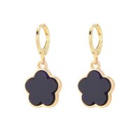 GOLD CLOVER HOOPS W/BLACK INLAY
