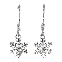 SNOW FLAKE HOOK EARRINGS WITH CRYSTAL CENTRE