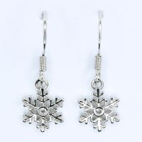 SNOW FLAKE HOOK EARRINGS WITH CRYSTAL CENTRE