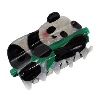 HC332 PANDA W/GREEN BAMBOO HAIRCLIP