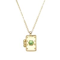 GOLD LOCKET “I AM LOVED” W/ LIGHT GREEN GEM
