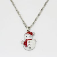 SNOWMAN W/ RED BEANIE + SCARF PENDANT