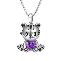 TIGER PURPLE CRYSTAL HEART PENDANT
