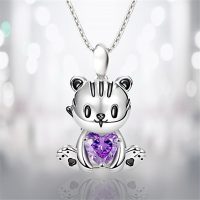 TIGER PURPLE CRYSTAL HEART PENDANT