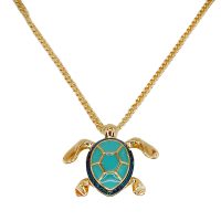P8252 BLUE TURTLE GOLD CHAIN PENDANT