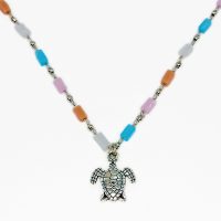 P8265 PASTEL TUBE BEADS TURTLE PENDANT
