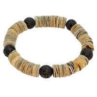 CHUNKY NATURAL HEISHI SHELL W/ LAVA BEADS