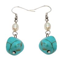 DYED HOWLITE BLOB W/ PEARL EARRINGS