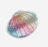 HC327 FROSTED SPARKLE RAINBOW SHELL HAIRCLIP