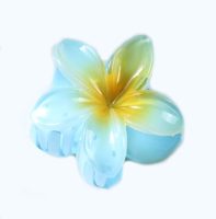 HC328 BLUE/YELLOW FRANJIPANI HAIRCLIP