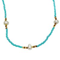 P8198 DAINTY BLUE BEAD STRING CHOKER