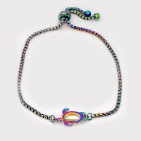 BR8237 RAINBOW TITANIUM TURTLE BRACELET