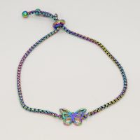 BR8238 RAINBOW TITANIUM BUTTERFLY BRACELET
