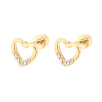 E2153 TINY GOLD HEART EARRINGS WITH CRYSTALS