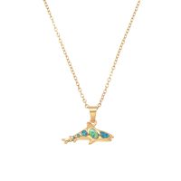 P8228 GREEN SYNTHETIC OPAL GOLD WHALESHARK PENDANT