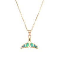 P8234 BLUE SYNTHETIC OPAL GOLD WHALETAIL PENDANT