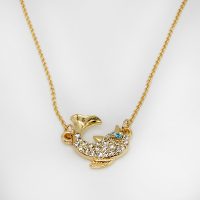 P8254 GOLD CRYSTAL DOLPHIN GOLD CHAIN PENDANT