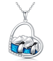 P8260 PENGUINS AND ICEBERG HEART SHAPED PENDANT