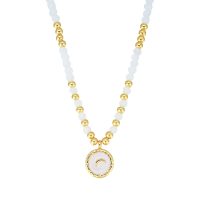 P8276 GOLD AND WHITE FACET BEAD MOON CHOKER