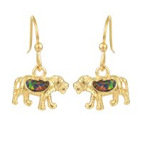 E2181 SYNTHETIC OPAL STAINLESS STEEL GOLD TIGER EARRINGS