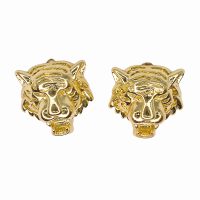 E2193 GOLD TIGER FACE EARRINGS