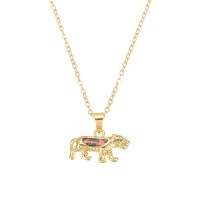 P8287 SYNTHETIC OPAL STAINLESS STEEL GOLD TIGER PENDANT