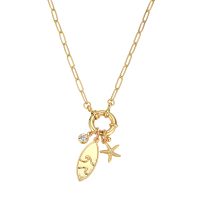 P8316 PAPERCLIP CHOKER W/ SURFBOARD, STARFISH, GEM