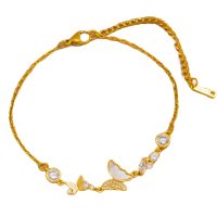 BR8326 WHITE BUTTERFLY GOLD CHAIN BRACELET