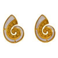 E2204 GOLD AND WHITE SPIRAL STAINLESS STEEL EARRINGS