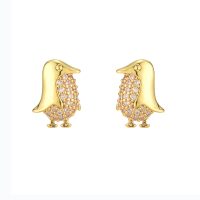 GOLD CRYSTAL PENGUIN EARRINGS
