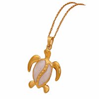 P8329 GOLD AND WHITE TURTLE STAINLESS STEEL PENDANT