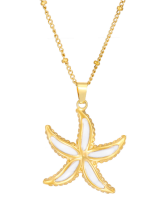 P8331 GOLD AND WHITE STARFISH STAINLESS STEEL PENDANT