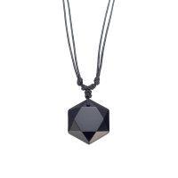 OBSIDIAN HEXAGON ROPE CHOKER
