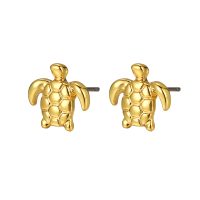 E2209 GOLD TURTLE STUD EARRINGS