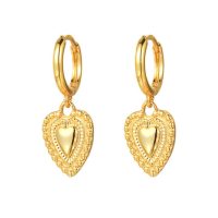 E2213 GOLD HEART HOOP EARRINGS