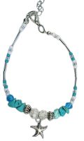 BR8367 STARFISH & TURQUOISE (dyed howlite) STONE BRACELET