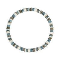 BR8368 BLUE, GREY AND WHITE HEISHI ELASTIC BRACELET
