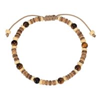 BR8369 COCONUT & TIGER EYE ROPE BRACELET