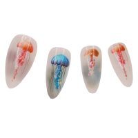NA1000 24 PIECE CLEAR/JELLYFISH  STICK ON NAILS W/STICKY DOTS AND NAIL FILE – PACKED IN A HANGSELL BOX