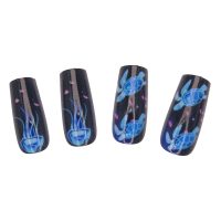 NA1007 24 PIECE BLACK/TURTLES &JELLYFISH STICK ON NAILS W/STICKY DOTS AND NAIL FILE – PACKED IN A HANGSELL BOX