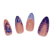 NA1008 24 PIECE 3D PINK/BLUE MARINE TIPS STICK ON NAILS W/GLUE – PACKED IN A HANGSELL BOX