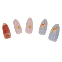 NA1009 30 PIECE 3D PASTEL BEACH STICK ON NAILS W/STICKY DOTS AND NAIL FILE – PACKED IN A HANGSELL BOX