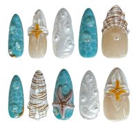 NA1010 30 PIECE 3D BRIGHT MULTI MARINE STICK ON NAILS W/STICKY DOTS AND NAIL FILE – PACKED IN A HANGSELL BOX