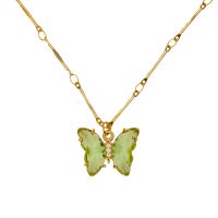 P8358 GREEN BUTTERFLY GOLD CHAIN PENDANT