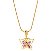 P8360 GOLD BUTTERFLY PURPLE STONE GOLD SNAKE CHAIN